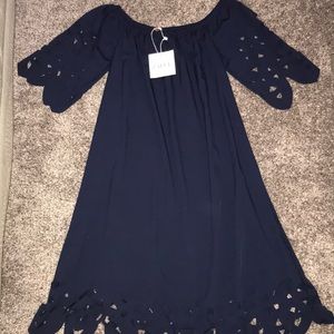 Navy blue off the shoulder dress